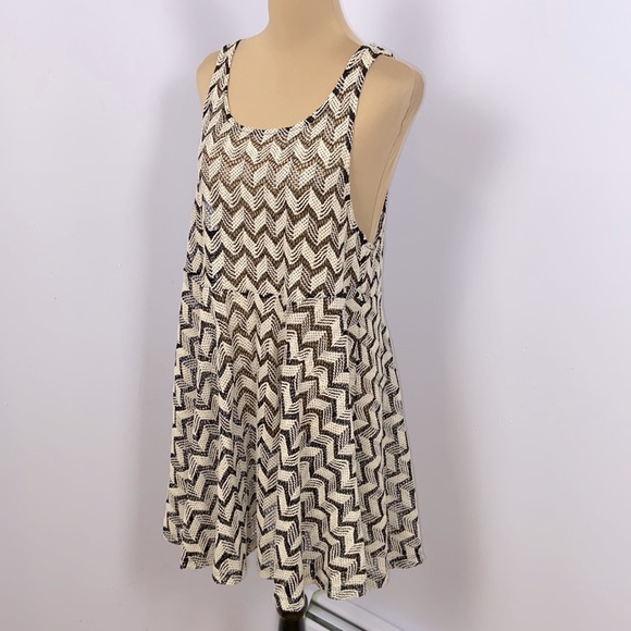 Free People Dizzy Daydream Sleeveless Chevron Knit Fit Flare Mini Dress Size M - Picture 4 of 13